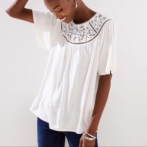 LOFT NWOT Cutout Lace Yoke Top